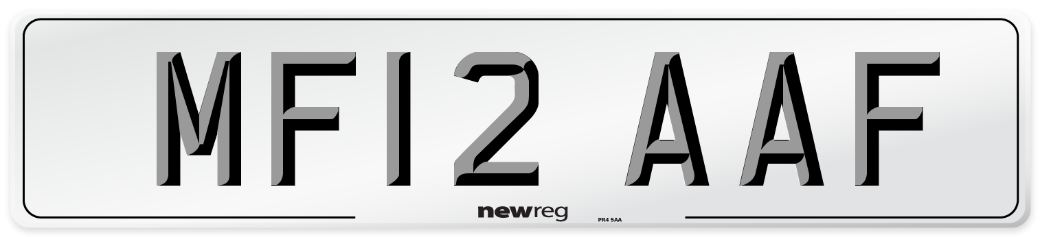 MF12 AAF Number Plate from New Reg